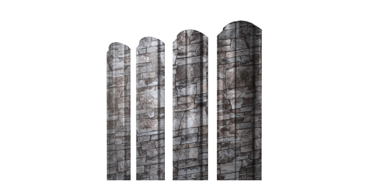 Штакетник Полукруглый Slim фигурный 0,45 Print Elite Fine Stone TwinColor