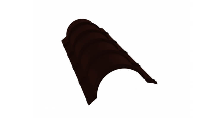 Планка конька полукруглого 0,5 GreenCoat Pural BT с пленкой RR 32 темно-коричневый (RAL 8019 серо-коричневый) (1,97м)