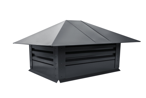 Дымник на трубу с жалюзи 520х390мм 0,5 Satin с пленкой RAL 7024 мокрый асфальт